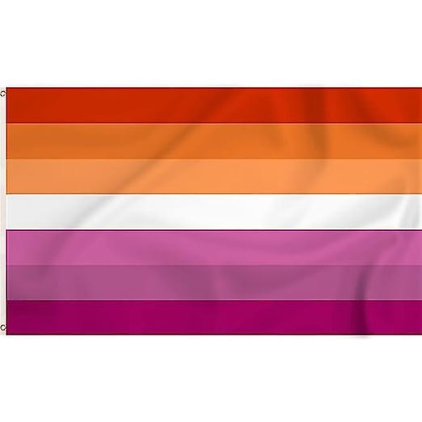 Sunset Lesbian Pride-flagga Levande färg och UV-blekningsbeständig canvashuvud och dubbelsydd Sunset Pride