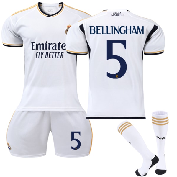 Real Madrid Hemma fotbollströja for barn nr 5 Bellingham Sportkläder for barn og voksne adult S