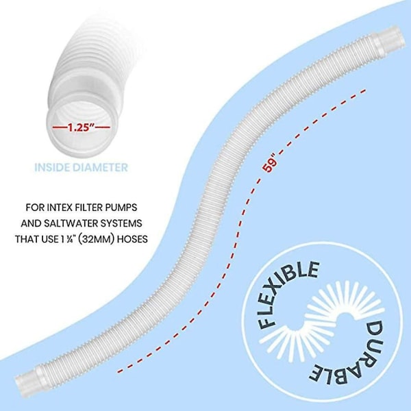 Svømmebassinudskiftningsslangetilbehør til svømmebassinpumper og filtreringssystemer (1 slange) 59 inches