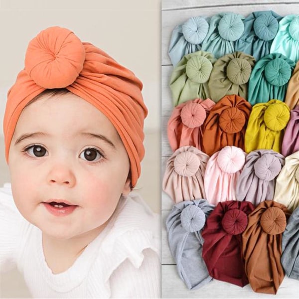 Sett med 5 babyhatter for babyjenter, myke og søte babyhatter, smultringer, luer og skjerf (tilfeldige farger)