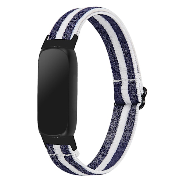 Fitbit Inspire 3 elastisk flätad nylon solo loop sportklockarmband - midnattsblå vit