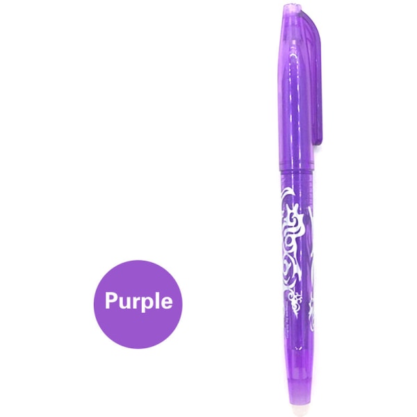 Raderbar bläckpenna för skolkontoret, 0,5 mm, raderbar neutral penna, lila, lila, 1-pack, modell: lila, 1-pack