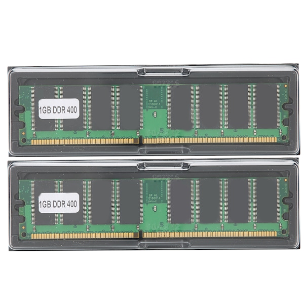 2 stk. Hukommelsesmodul Desktop Computer Dobbeltsidet 16-Grain DDR 1GB 400MHZ PC-3200