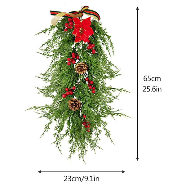 Julegran-grenkrans Vinter Røde Bær Blandede Kongler Jul Hengepynt For Ytterdør Peiser Hjem