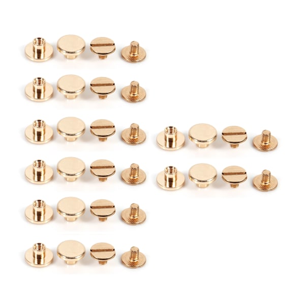 10 set 5/6,5/8 mm massiv mässingsknapp med skruvspik för nitbälte i läder DIY Guld