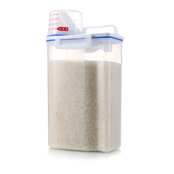Risskåp 2 kg kapacitet BPA-fri lufttät spannmålsbehållare med mätkopplock för spannmål mjöl nötter
