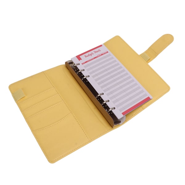 A6 Budget Binder 6 Huller Bærbar Vandtæt Blød Rivfast A6 PU Læder Budget Binder Cover Kontant Budget Håndbog Gul