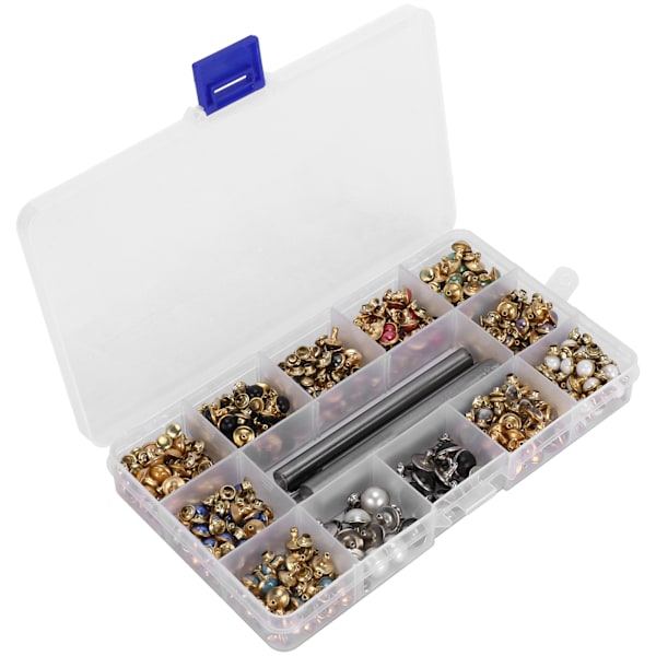 Blandet Farver Nitter Sæt Perle Strass Knapper DIY Håndlavet Tøj Tilbehør Boxed