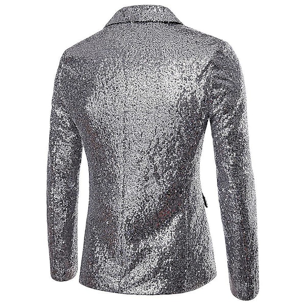 Luksuriøs Sequin Smokingjakke til Mænd - Sølv