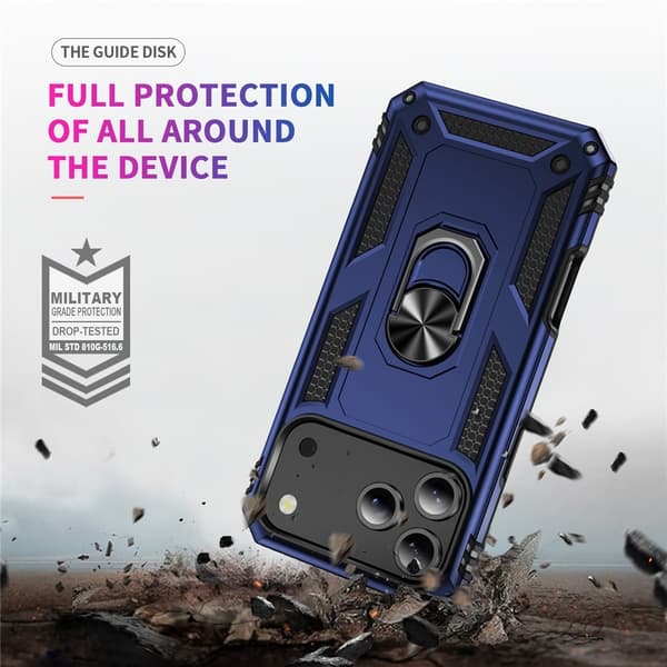 Kompatibel med iPhone 17 Pro Max Cover Stødsikkert Hybrid Ring Blå 60