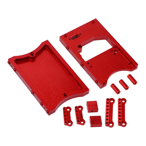 Styreboks i aluminiumslegering + Baklyssett RC Bil Oppgraderingsdeler for MN Modell D90 D91 RC Bil (Rød)