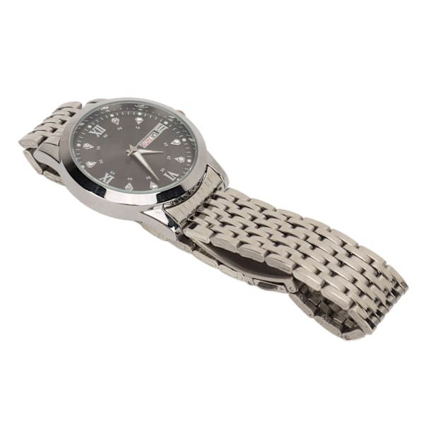 Herre-ur med Quartz-værk, Dag/Dato, Vandafvisende, Casual, Luksuriøst, Lysende, Mode, Dress-ur med Alloy-armbånd til Forretning, Sølv/Sort