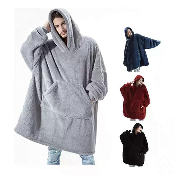Hettegenserteppe Dame Herre Med Hette Myk Pyjamas