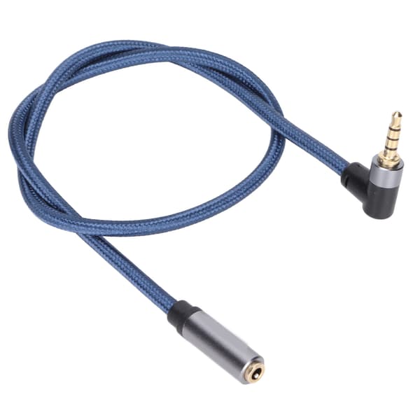 3,5 mm hun til 90° han lydforlængerkabel 4-leder stereo lydkabel til MP3 PC smartphone