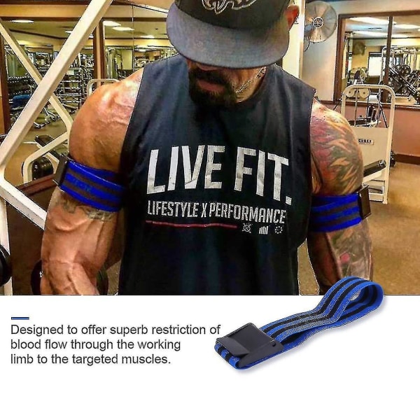 4 stk/sett Okklusjonstreningsbånd Blodstrømningsbegrensningsbånd Bicepsmuskeltreningsstropper blue
