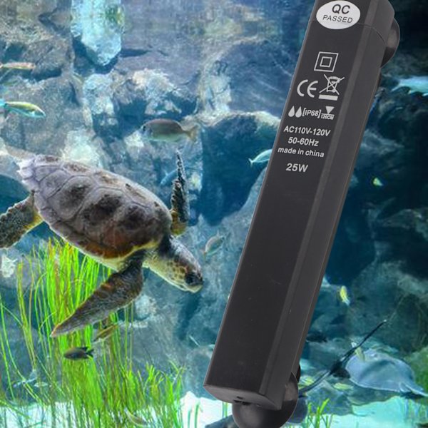 Mini Kilpikonnan Säiliön Lämmitysputki Akvaariolämmitin Akvaariotermostaatti (US-pistoke 110-120V 25W)