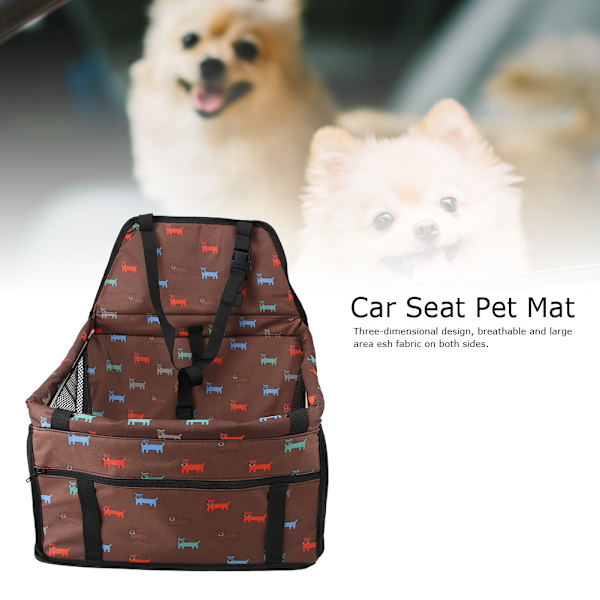 Oxford Cloth Pet Hund Katt Bil Framsäte Halkfri matta Korg Pet Safety Carrier (kaffe)