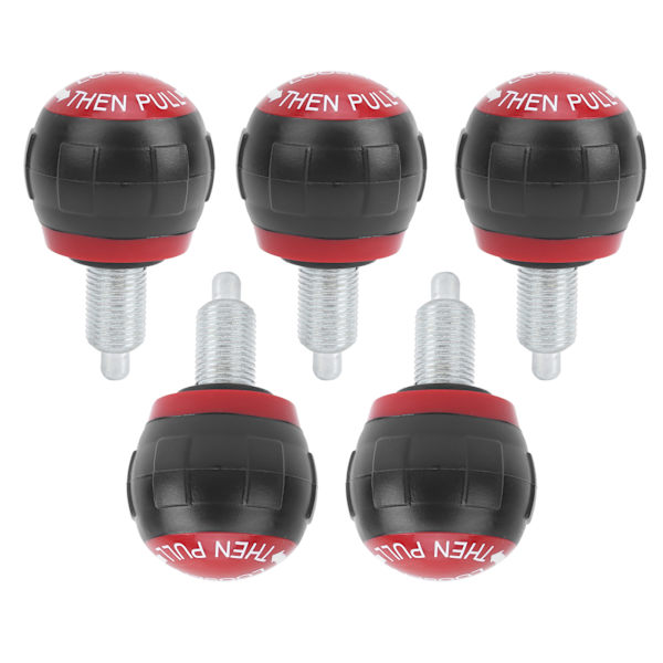 5 kpl 50x45 mm Fitness Pop Pull Pin -nuppi Irrotus Synteettinen pahvi Kahva Kuntoilu varaosat M16 Musta ja punainen