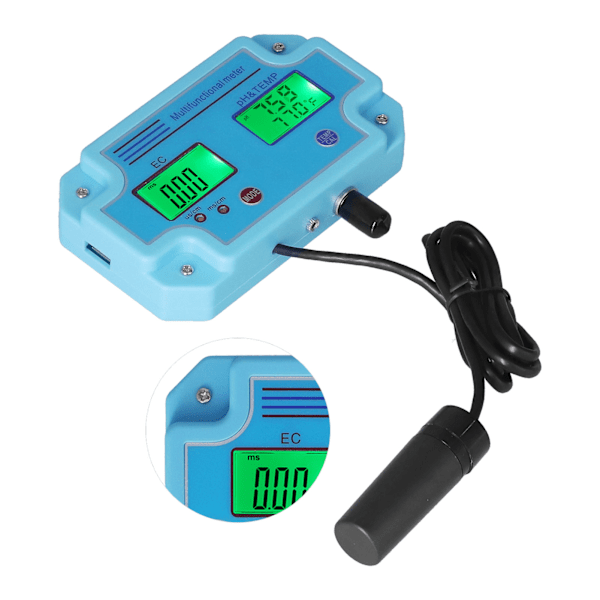 PH EC Temperaturmåler DC 6V Høj præcision Bærbar LCD Hydroponisk Monitor Multifunktionel Tester US Stik 110V