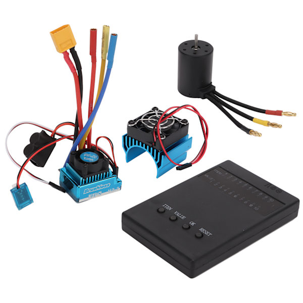 3650 2300KV Harjaton Moottori + 120A Harjaton ESC XT60 Liitäntä + Ohjelmointi Kortti + Moottorin Jäähdytystuuletin Sarja 1/8 1/10 RC-Autolle