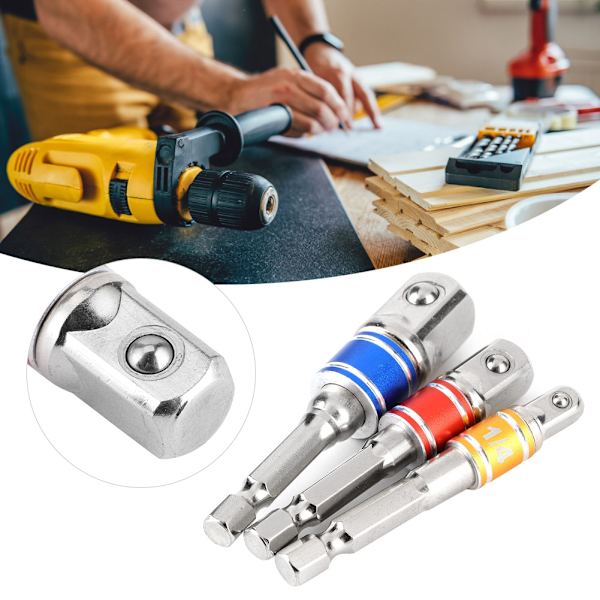 3 st/set sexkantsborrhylsa Adapter Drive Elektrisk slagskruvdragare 1/4in 3/8in 1/2in Typ B