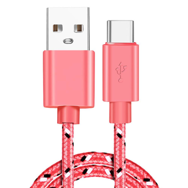 USB Type C-kabel Snabbladdning USB C-kablar Type-c Datasladd Laddare USB C För Samsung S9 Note 9 Huawei P20 Pro Xiaomi 1m/2m/3m Pink 1m