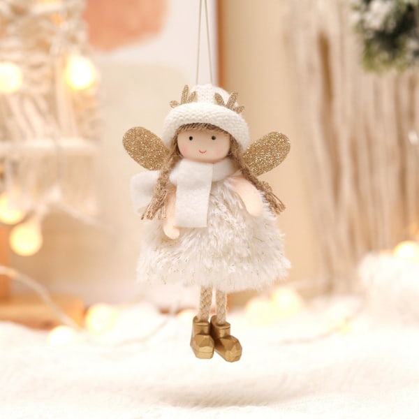 Home Decor blonder gasbind kjole prinsesse jente anheng Søt plysj engel Doll Home Decoration White