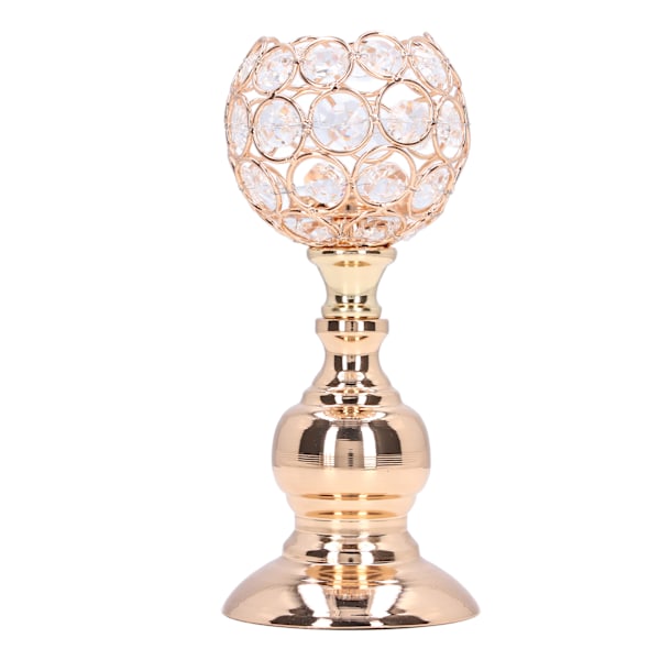 Kristallljusstake Ihålig snidad design Elegant stil galvaniseringsprocess Finpolering värmeljusljusstake Guld