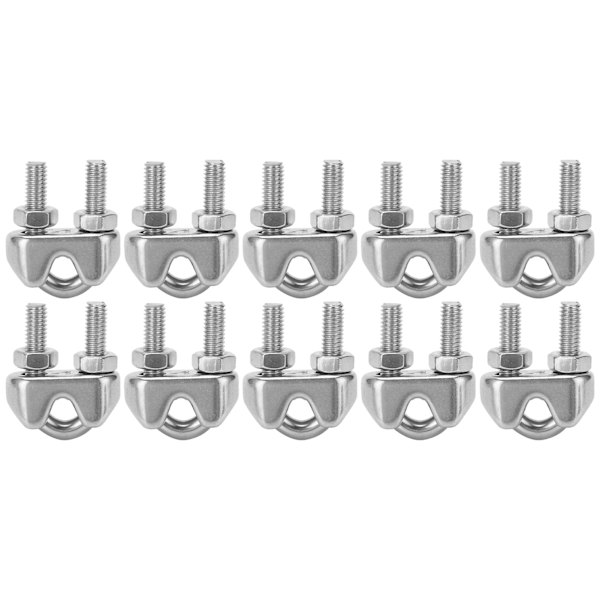 10 stk 3/16 tommer M4 rustfritt stål vaier kabelklemme U-bolt sadelfeste