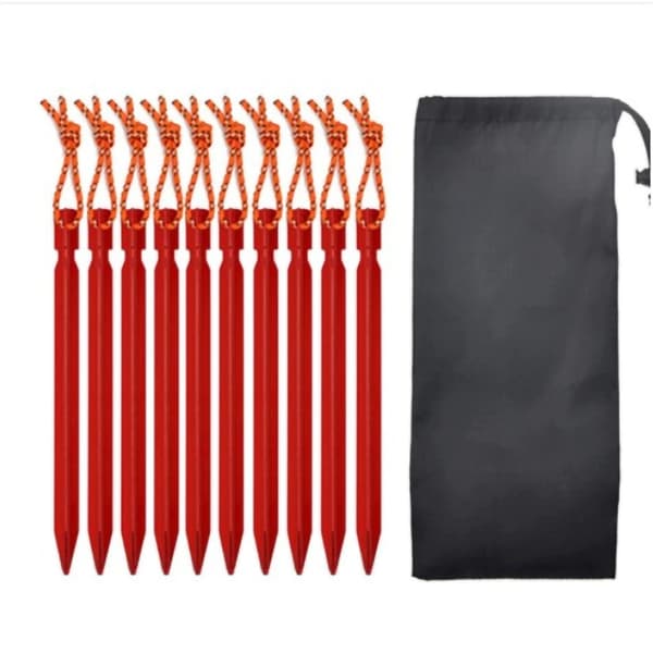 Teltplugger, 18 cm campingteltplugger med oppbevaringspose, 12-pakning