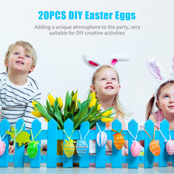 20 pääsiäismunan set , satunnaisesti toimitettu, koristeltu värillisesti maalattujen ja roikkuvien munien simulaatiolla, 20kpl.