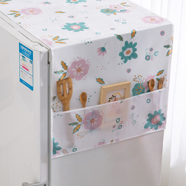 Kylskåpsdammskydd PEVA Hem Vatten- och oljetätande Kylskåpsskydd Handduk för kök Fashionabla blomma 130x55cm/51,2x21,7in