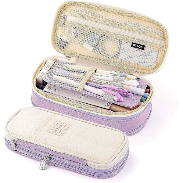 Purple Big Capacity Pencil Case Large Storage Bag Box