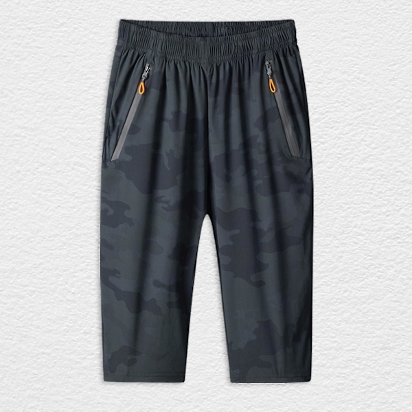 Over Knee Elastisk Talje Nylon Mænds Track Pants Shorts - Mørkeblå 2XL