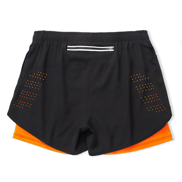 Miesten nopeasti kuivuva kaksinkertainen urheilushortsi - 2XL Fluoresoiva oranssi