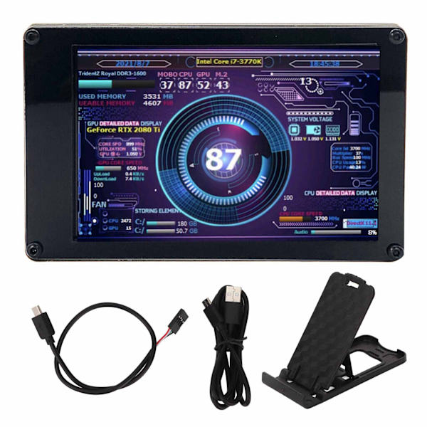 3,5-tommer computertemperaturmonitor USB-miniskærm til AIDA64 PC CPU RAM-sensorpanelskærm til Raspberry Pi til Linux til Windows