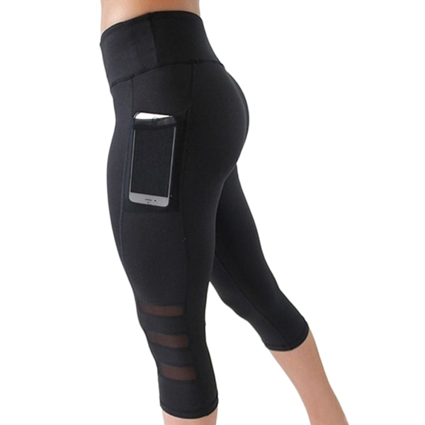 Svarte Capri Yoga Leggings for Kvinner