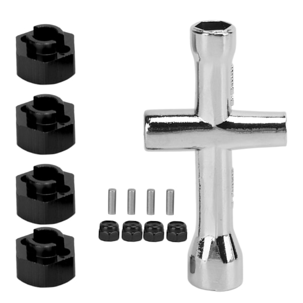 SCX2424 RC Combiner Cross Skiftenøgle Kit 7 mm Aluminiumlegering RC Vedligeholdelsesdele til AXIAL SCX24 1/24 RC Bil Sort