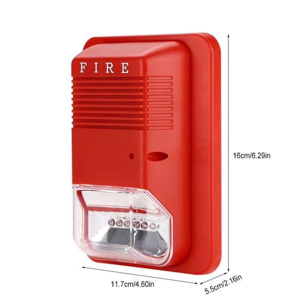 Lyd & Lys Brandalarm Advarsel Strobe Horn Alert Sikkerhedssystem Sensor Kompatibel med Hjemmekontor Hotel