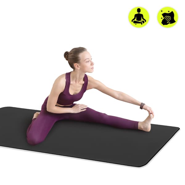 Yoga Mat NBR 8 mm 183x61 cm with Strap – HyperMotion Black