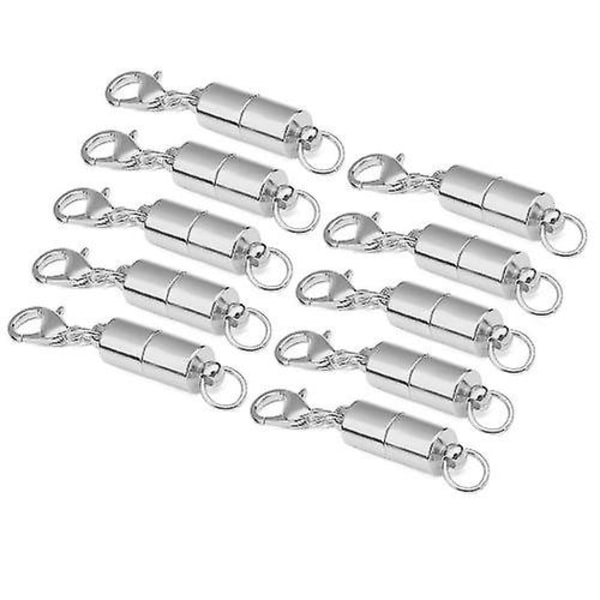 10 pakke stærke magnetiske spænder smarte spænder Indbygget magnetisk sikkerhedslås med hummerlås Silver
