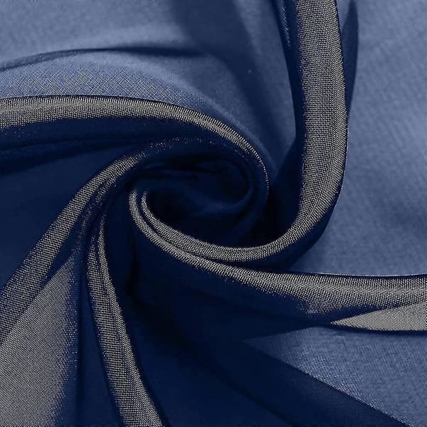 Voilegardiner med volanger i linoptikk transparent DarkBlue