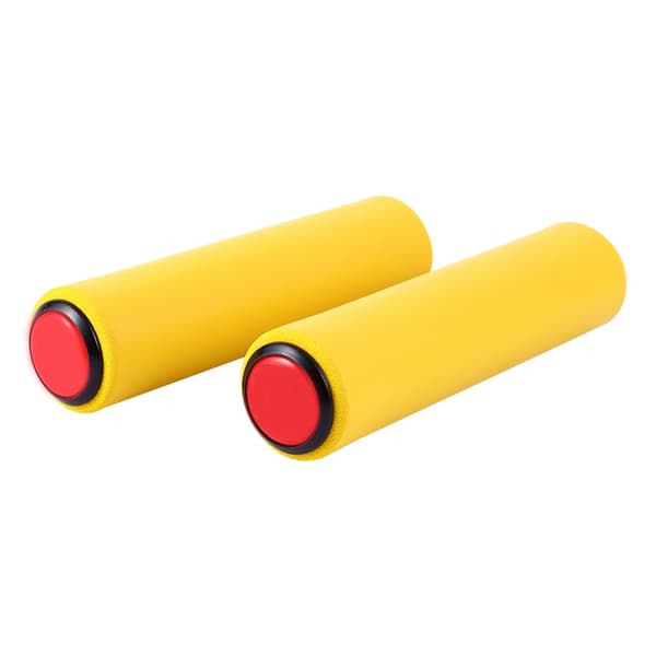 1 par høj densitet silikone styrgreb med propper til 18 mm diameter cykelstyr (gul)