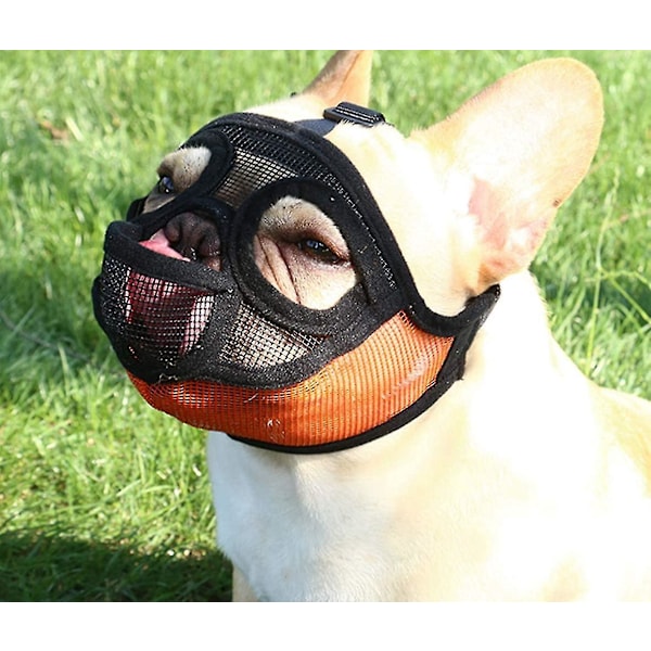 Justerbar Pustende Bulldog-Snute for Hunder med Kort Snute - Anti-Bitting, Anti-Tygging, Anti-Bjeffing - Oransje