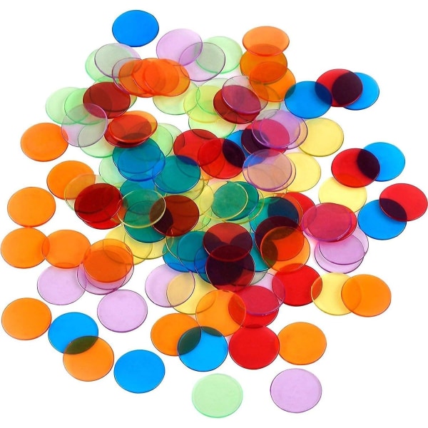 200 kpl läpinäkyvät värilaskurit laskevat bingolastut muovimerkit, satunnaiset värit