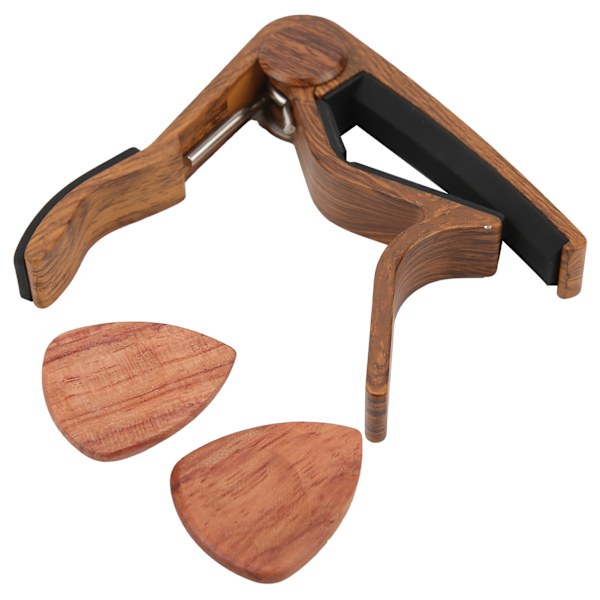 Akustisk gitarr Capo Solid Wood Silica Gel Clamp Ergonomi med 2 val för bas Ukulele violin