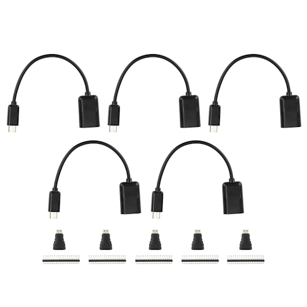 5 Sett Micro USB til OTG Kabel HDMI Hunn til Mini HDMI Hann Adapter GPIO Header for Raspberry Pi Zero