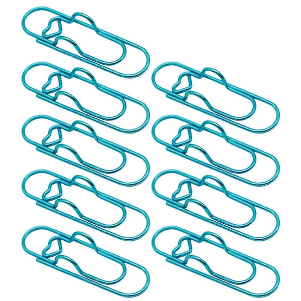 Farverige metalclips, hjerteformede penneholdere og multifunktionelle clips til studerende, kontor- og notesbogstilbehør Blue