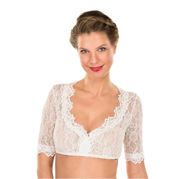 Elegant svart spetsblus i dirndl-stil för kvinnor - storlek XXL