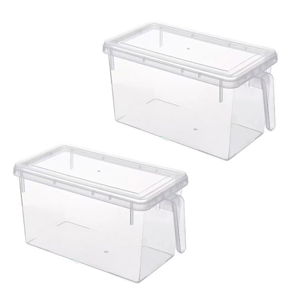 2-pack kylarrangör Kylskåp förvaringskärl Klar organisatör med lock för förvaring Mat frukt grönsaker för att hålla sig fräsch